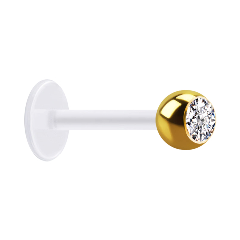 Sterile Micro Labret transparent with ball 14k gold-plated crystal silver