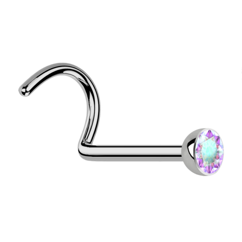 Piercing nasale sterile ricurvo argento semisferico cristallo premium multicolore