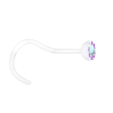Piercing nasale sterile curvo trasparente semisferico cristallo multicolore