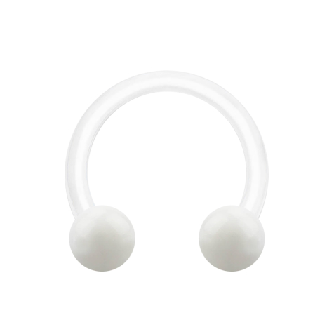 Micro Circular Barbell weiss mit zwei Kugeln