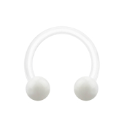 Micro Circular Barbell weiss mit zwei Kugeln