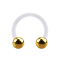 Transparent micro circular barbell with two 24k gold-plated balls