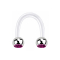 Micro Circular U Barbell transparent mit zwei Kugeln silber Kristall fuchsia