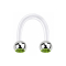 Micro Circular U Barbell transparent mit zwei Kugeln silber Kristall hellgrün