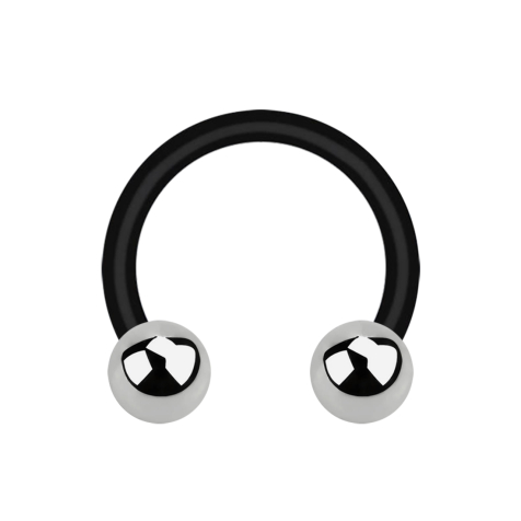 Micro Circular Barbell noir avec deux boules argentées