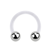 Micro Circular Barbell transparent mit zwei Kugeln silber