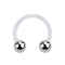 Micro Circular Barbell transparent mit zwei Kugeln silber