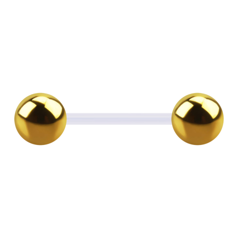Transparent micro barbell with two 24k gold-plated balls