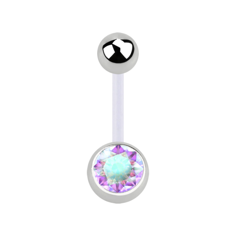 Sterile banana transparent with ball and ball silver crystal multicolor