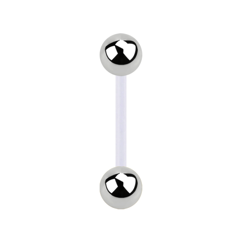 Micro Banane transparent mit zwei Kugeln silber