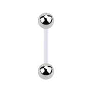 Micro banana sterile trasparente con due sfere argentate