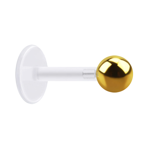 Labret trasparente con sfera in oro 18 carati