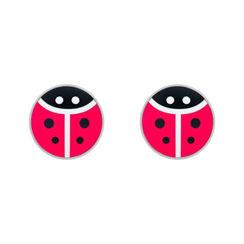 Silver ladybug stud earrings