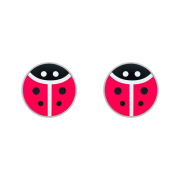 Silver ladybug stud earrings