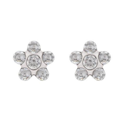 Boucles doreilles argent Daisy cristal argent