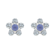 Boucles doreilles argent Daisy cristal argent et bleu...