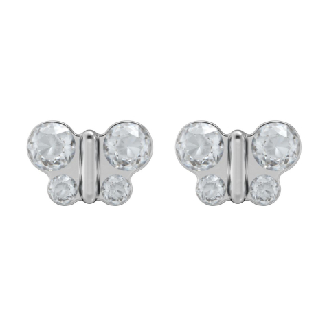 Silver butterfly stud earrings with crystal