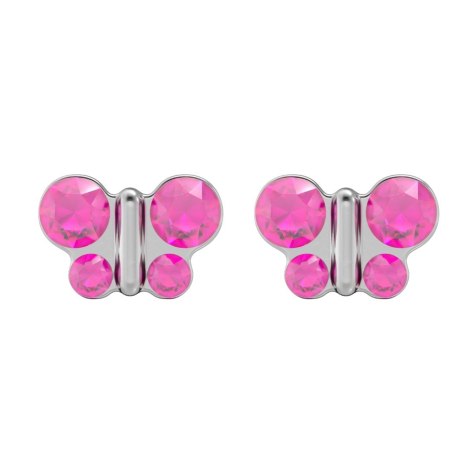 Ohrstecker silber Schmetterling Kristall pink