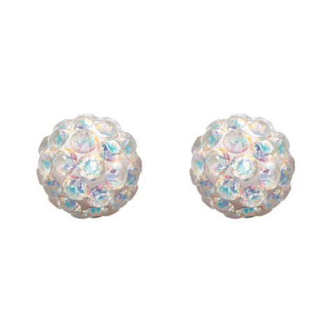 Orecchini a bottone in argento con cristallo Fireball multicolore