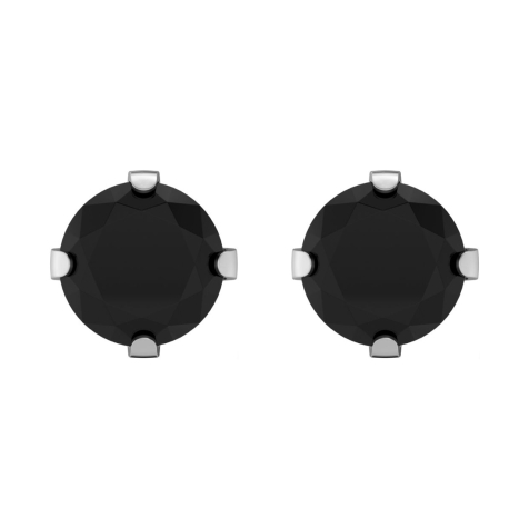 Orecchini a bottone in argento con cristallo Tiffany nero