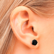 Orecchini a bottone in argento con cristallo Tiffany nero