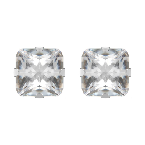 Silver stud earrings with Tiffany crystal princess cut silver