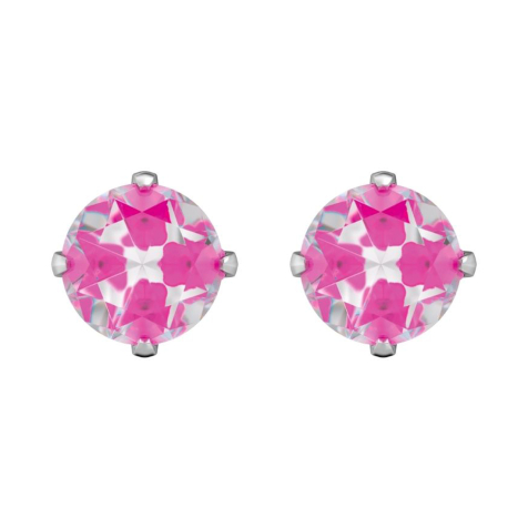 Orecchini a bottone in argento con cristallo Tiffany Neon Hot pink