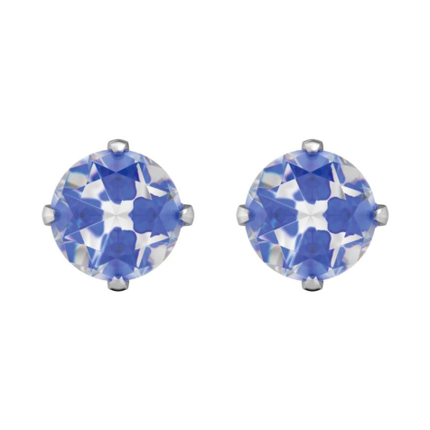 Orecchini a bottone in argento con cristallo Tiffany blu neon