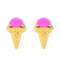 Gold-plated stud earrings with pink ice cream