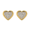 Orecchini a bottone placcati oro con cuore glitterato argento