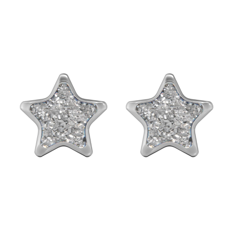 Boucles doreilles argentées avec étoile pailletée argentée
