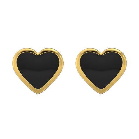 Boucles doreilles argentées avec cœur noir