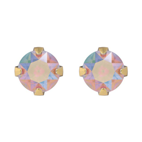 Gold-plated stud earrings with Tiffany crystal pink shimmer