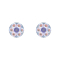 Silver mini daisy crystal ear studs, iridescent blue