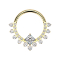 Micro segment ring, foldable, gold-plated, front crystals, silver, diamond crystal, silver