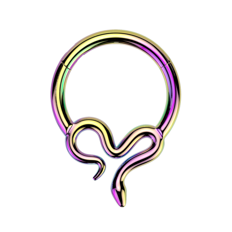 Micro segment ring, foldable, colored, snake in heart shape