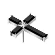 Threadless Kreuz silber Baguette Kristalle schwarz