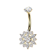 Banane Innengewinde vergoldet Kristall silber gefasst und...