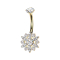 Banana internal thread gold-plated crystal silver setting and large flower crystals silver