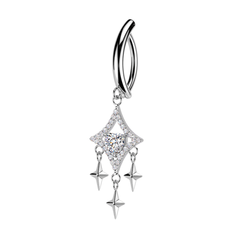 Banane klappbar silber Schild halbrund Anhänger Sterne und Diamant Kristalle silber