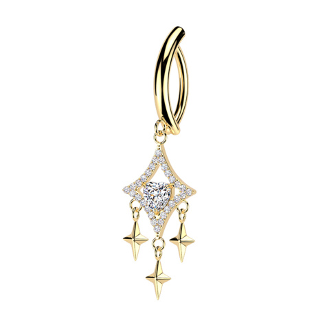 Banane klappbar vergoldet Schild halbrund Anhänger Sterne und Diamant Kristalle silber