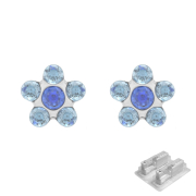 Erststecker silber Daisy Kristall blau