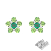 Erststecker silber Daisy Kristall grün