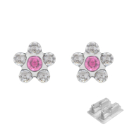 Erststecker silber Daisy Kristall silber und pink