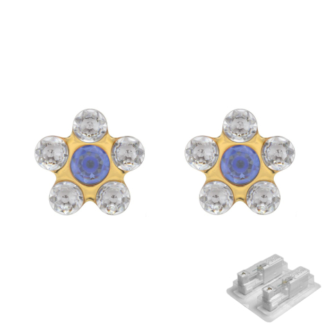 Première fiche plaquée or Daisy cristal argent et bleu