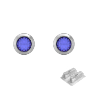 Erststecker silber mit Bezel Kristall blau
