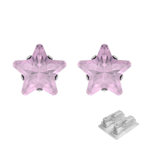 First plug, silver with Tiffany crystal star, pink