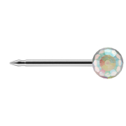 First plug, silver, iridescent ball