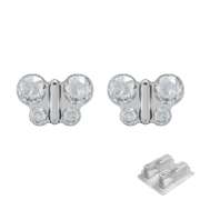 Première broche argent papillon cristal argent