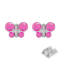 Première broche argent papillon cristal rose